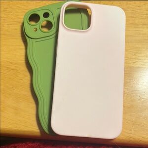 Pink and Green iPhone Case Set with Textured and Smooth Finishes